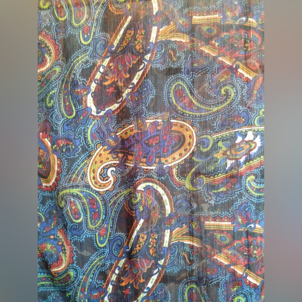 Navy Blue Multicolor Paisley Rectangular Scarf Sh… - image 5